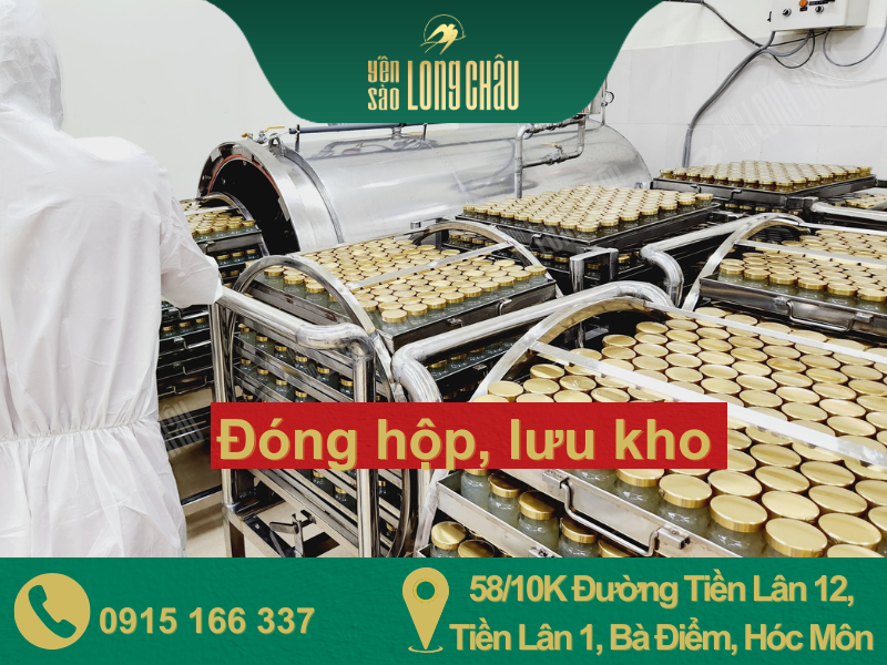 hình lưu kho, đóng hộp yến