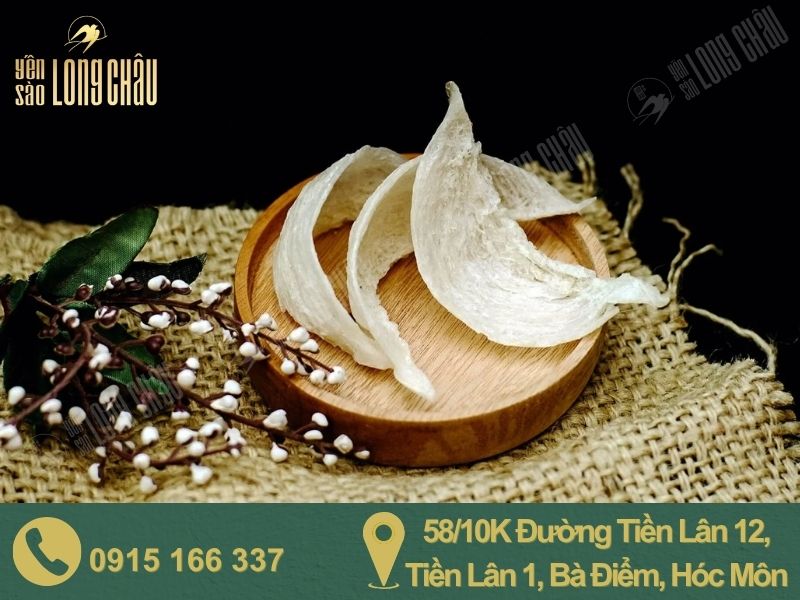 Hình ảnh tổ yến, cành hoa và chữ