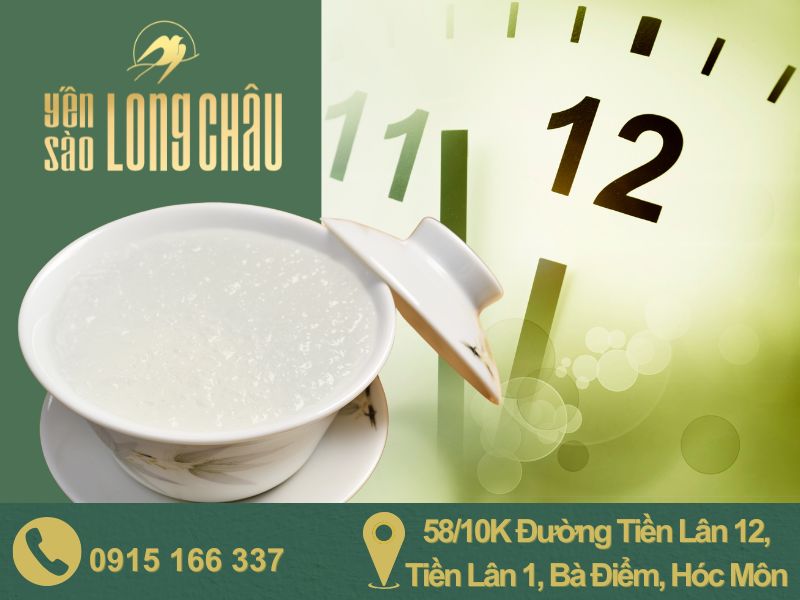 Hình ảnh yến chưng, đồng hồ và chữ