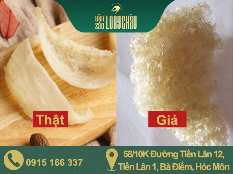 Hình ảnh yến thật, yến giả và chữ