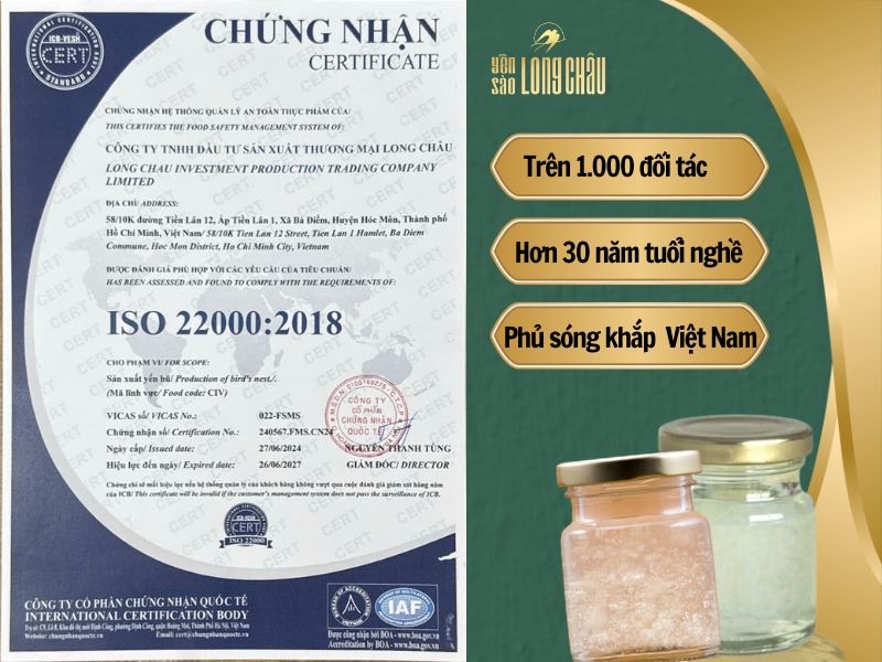 Hình ảnh chứng nhận an toàn vệ sinh thực phẩm, yến sào và chữ